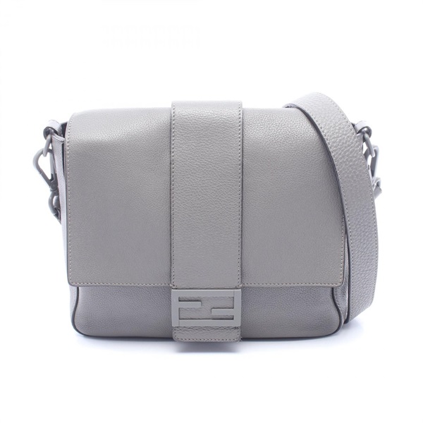 FENDI Baguette Messenger Shoulder Crossbody Bag 7VA537 leather Gray Used Women