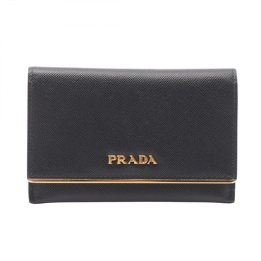 PRADA SAFFIANO METAL Card Case 1M1362 Saffiano leather Black Used Women