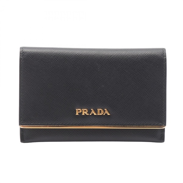 PRADA SAFFIANO METAL Card Case 1M1362 Saffiano leather Black Used Women