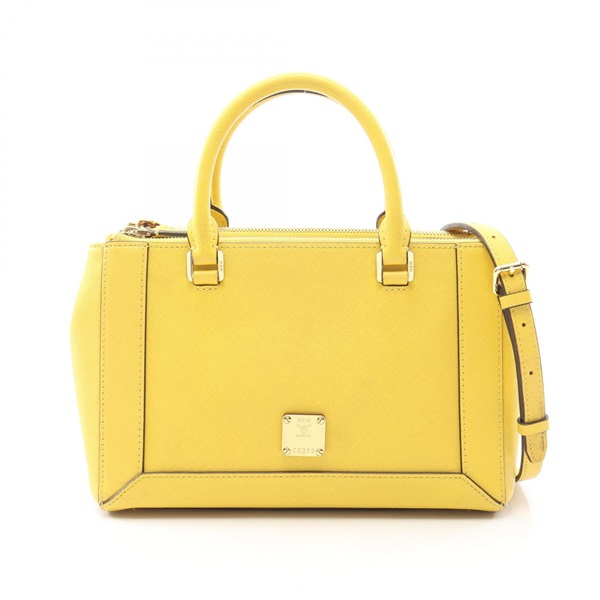 MCM 2WAY Shoulder Handbag leather Yellow Used Women
