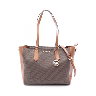 Michael Kors KIMBERLY Large Shoulder Tote Bag Canvas leather Brown Used Women