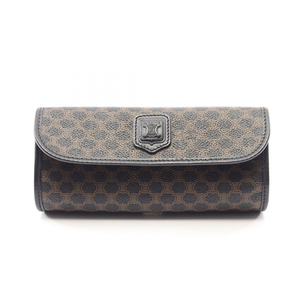 CELINE Macadam Pouch wallet purse long leather PVC Black Brown Used Women