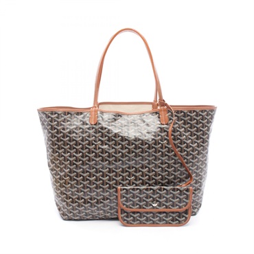 GOYARD Saint Louis GM Tote Bag PVC coated canvas leather Black Brown Used Women