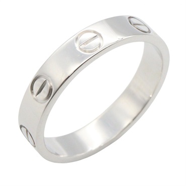 CARTIER mini love Ring 18KWG White Gold #51 Used Women US Size 5.5