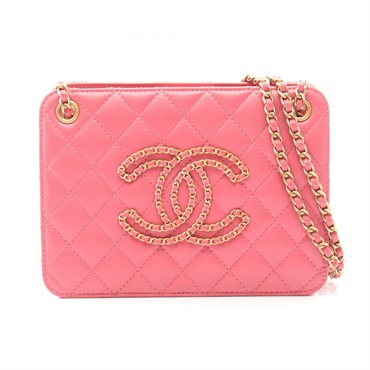 CHANEL Matelasse COCO Mark Chain Shoulder Handbag AS1750 leather Pink GHW Used