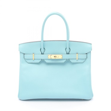 HERMES Birkin 30 Handbag Epsom leather Blue atoll GHW Used Women T
