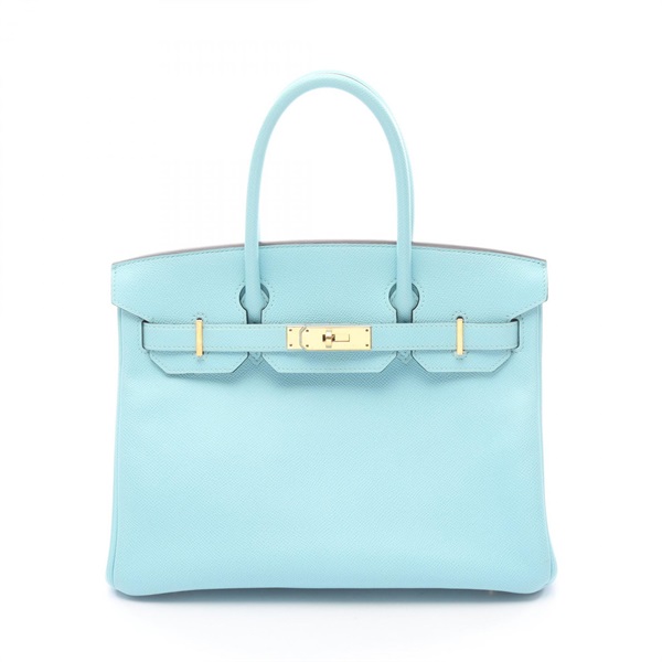 HERMES Birkin 30 Handbag Epsom leather Blue atoll GHW Used Women T