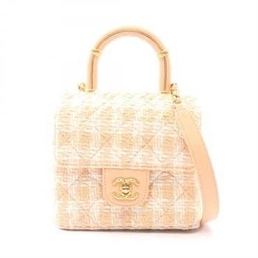 CHANEL Matelasse Top Handle Shoulder Handbag AS4035 Fabric leather Pink Used CC