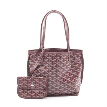 GOYARD Ange Mini Pouch Reversible Tote Bag canvas leather Bordeaux Used Women