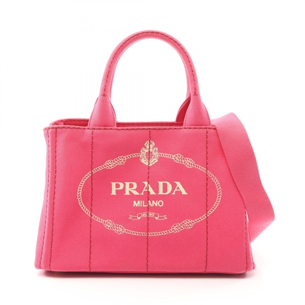 PRADA CANAPA Shoulder Crossbody Hand Tote Bag 1BG439 canvas Pink Used Women Logo