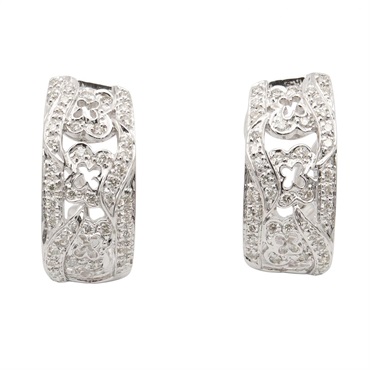 JEWELRY Diamond Pierced earrings 18KWG White Gold Silver Used women