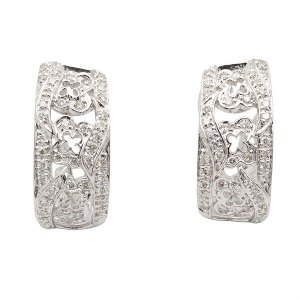 JEWELRY Diamond Pierced earrings 18KWG White Gold Silver Used women
