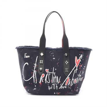 Christian Louboutin Frangbus Tote Bag 1225057 canvas leather Navy Black White