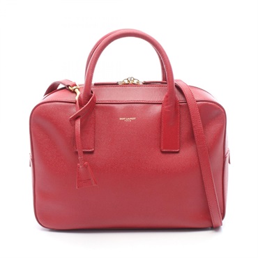 SAINT LAURENT PARIS Museum Shoulder Handbag 334563 leather Red Used Women