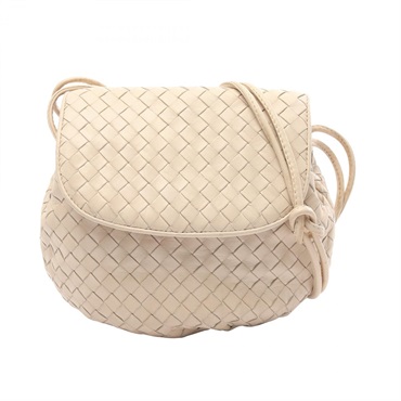 BOTTEGA VENETA Intrecciato Shoulder crossbody Bag leather Beige Used Women