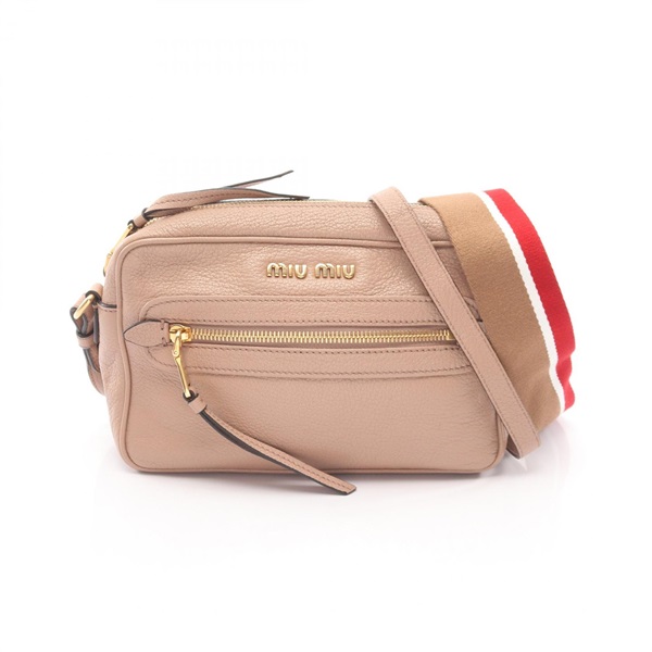 Miu Miu MADRAS crossbody Shoulder Bag leather Pink Used Women