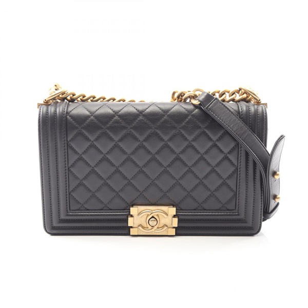 CHANEL Boy chanel Chain Shoulder Bag A67086 Lambskin Gray GHW Used Women