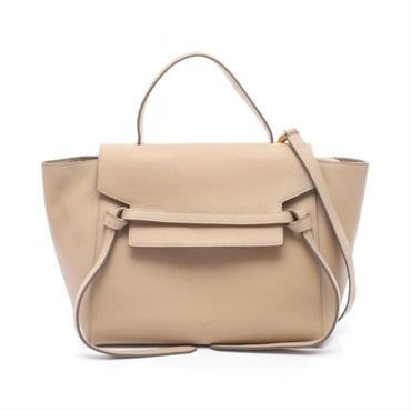CELINE MINI 2-way belt bag Handbag 176103 leather Beige Used Women