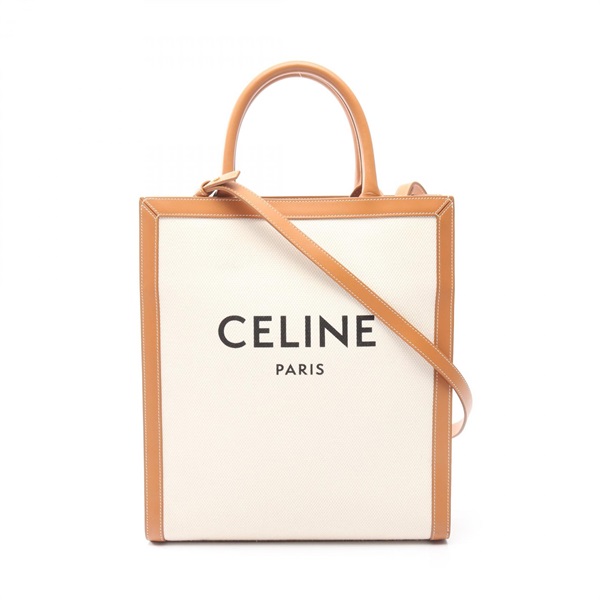 CELINE Small Vertical Cabas Triomphe Shoulder Tote Bag 191542 canvas Beige Used