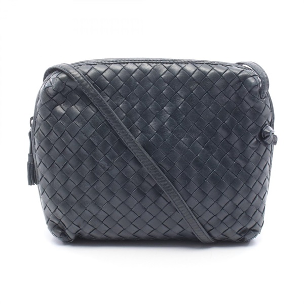 BOTTEGA VENETA Intrecciato Crossbody Shoulder Bag leather Navy Used Women