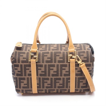 FENDI Zucca 2WAY Handbag 261470 canvas leather Brown Used Women