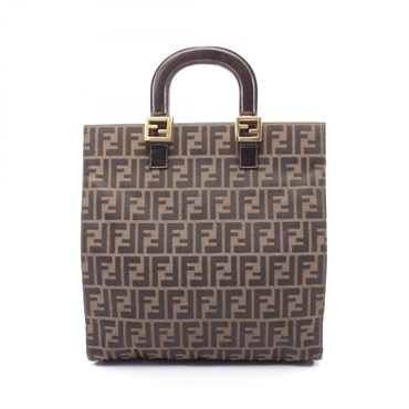 FENDI Zucca Tote Bag canvas leather Brown Used Women