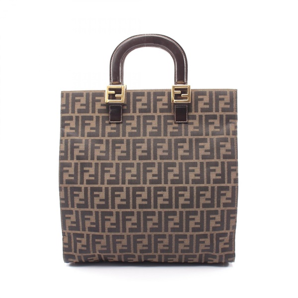 FENDI Zucca Tote Bag canvas leather Brown Used Women