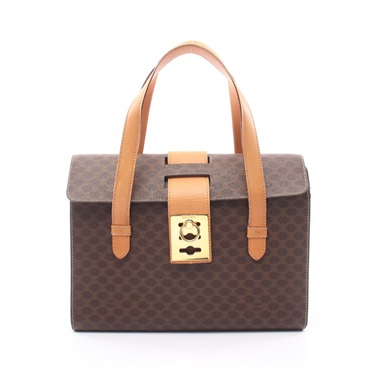 CELINE Macadam Handbag canvas leather Brown Used Women