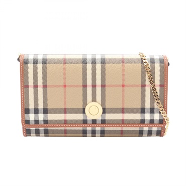 BURBERRY Nova Check Chain Shoulder Bag 8109798 canvas leather Beige Multi NEW