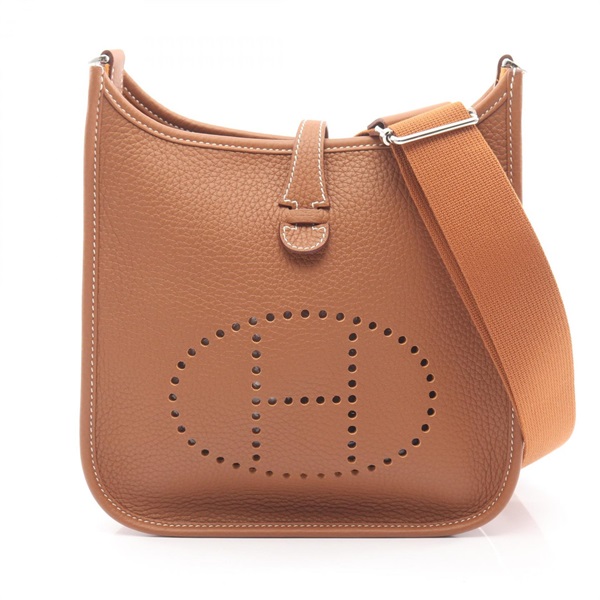 HERMES Evelyne 23 Shoulder Crossbody Bag Clemence leather Brown Gold SHW G