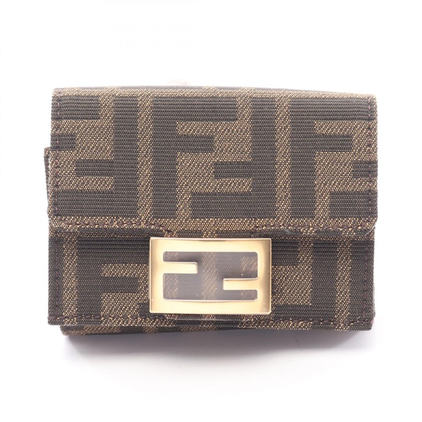 FENDI Baguette Zucca Tri-fold wallet 8M0395A98PF0A6E canvas Brown Black NEW