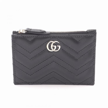 GUCCI Double G key ring Card Case 837747AAET81000 leather Black NEW Women