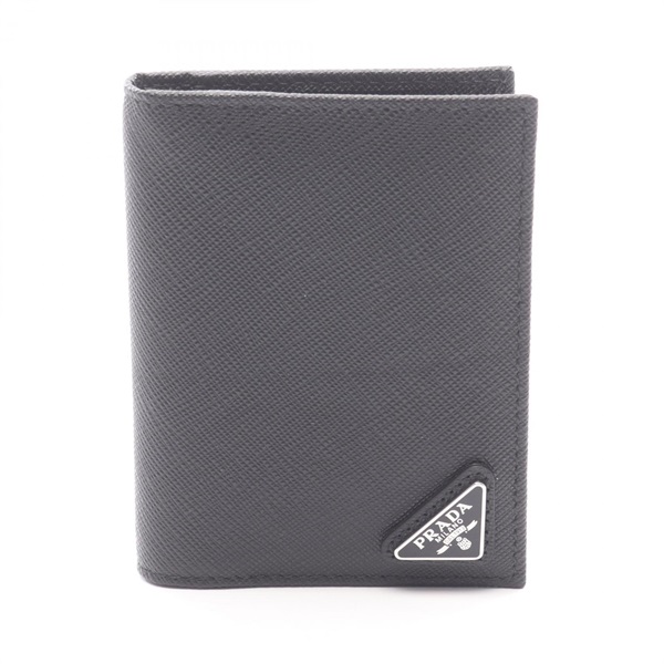 PRADA SAFFIANO TRIANG Card Case holder 2MC048QHHF0002 Saffiano leather Black new