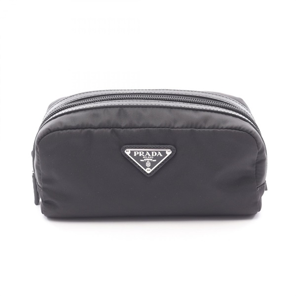 PRADA Triangle logo Pouch bag purse 2NA0452DMHF0002 Nylon Saffiano leather Black
