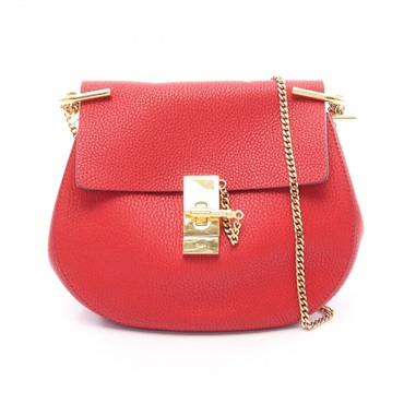 Chloe Drew Chain crossbody Shoulder Bag leather Red Used Women GHW