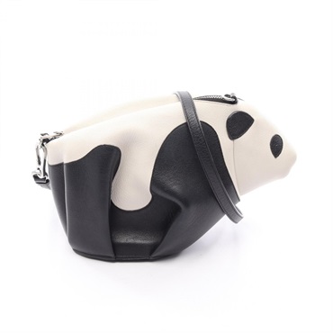 LOEWE Panda mini crossbody Shoulder Bag leather Black White Used Women
