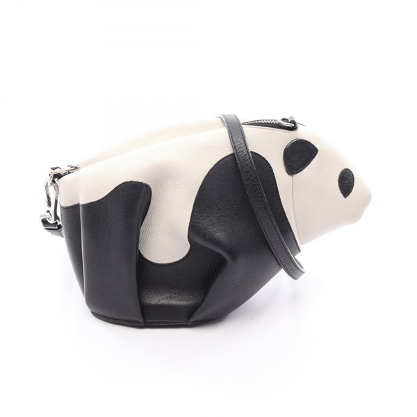 LOEWE Panda mini crossbody Shoulder Bag leather Black White Used Women