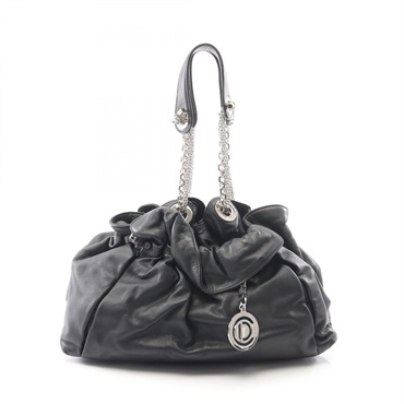 Dior Lutrant Chain Shoulder Handbag leather Black Used Women SHW