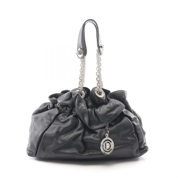 Dior Lutrant Chain Shoulder Handbag leather Black Used Women SHW
