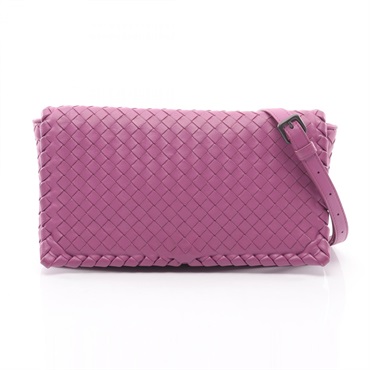 BOTTEGA VENETA Intrecciato Shoulder crossbody Bag leather Purple Used Women