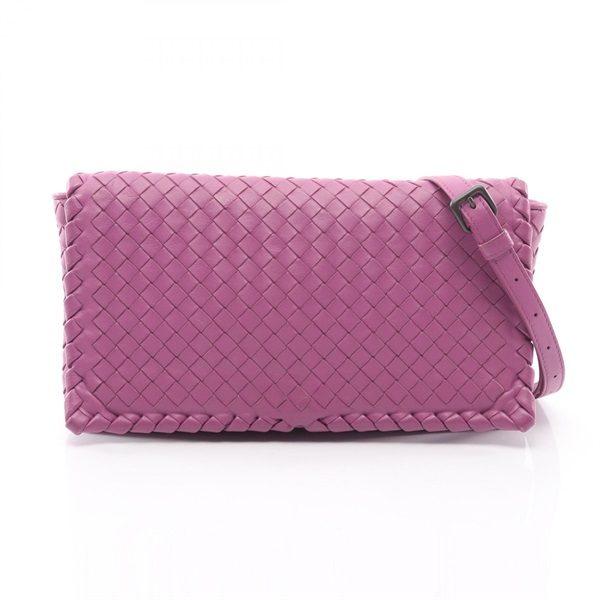 BOTTEGA VENETA Intrecciato Shoulder crossbody Bag leather Purple Used Women