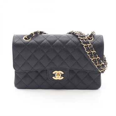 CHANEL Matelasse W flap chain Shoulder Bag A01113 Calfskin leather Black GHW