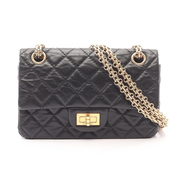 CHANEL 2.55 Mini Matelasse chain Shoulder Bag AS0874 leather Black Used GHW