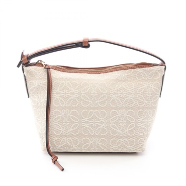 LOEWE CUBI ANAGRAM SMALL Handbag A906K75X04 canvas leather natural Brown Used