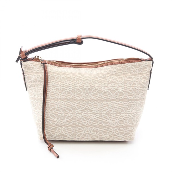 LOEWE CUBI ANAGRAM SMALL Handbag A906K75X04 canvas leather natural Brown Used