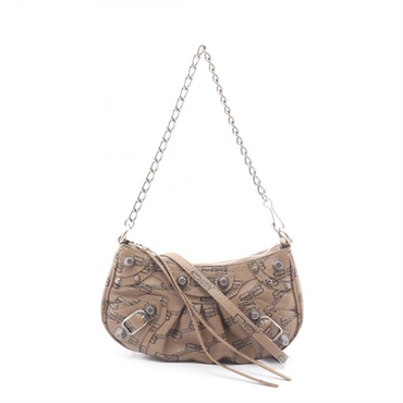 BALENCIAGA LE CAGOLE MINI BB chain shoulder crossbody Handbag 695814 canvas Gray