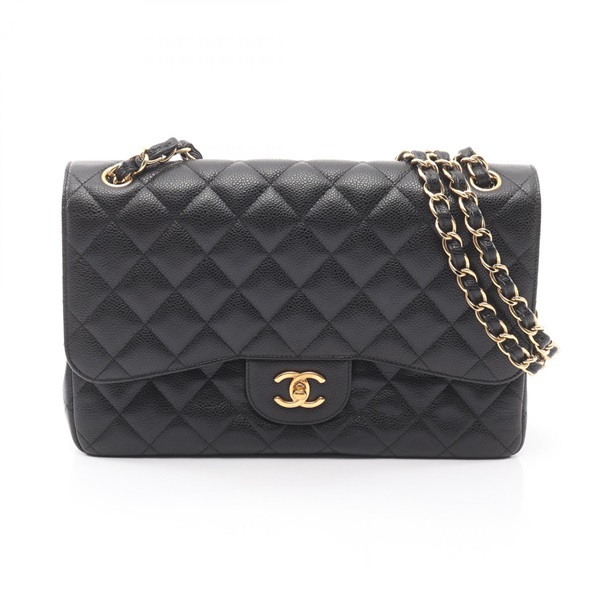 CHANEL Jumbo Matelasse 30 Classic Large W Flap chain Shoulder Bag A58600 GHW BK