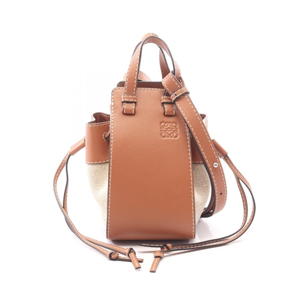 LOEWE HAMMOCK MINI shoulder crossbody Handbag 314.39.V07 leather canvas natural