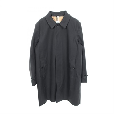 BURBERRY Balmacaan Long Coat Jacket #50 cotton Navy Used mens