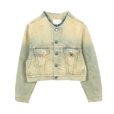 Maison Margiela Distressed Cut-off Cropped Denim Jacket #36 cotton Blue Used